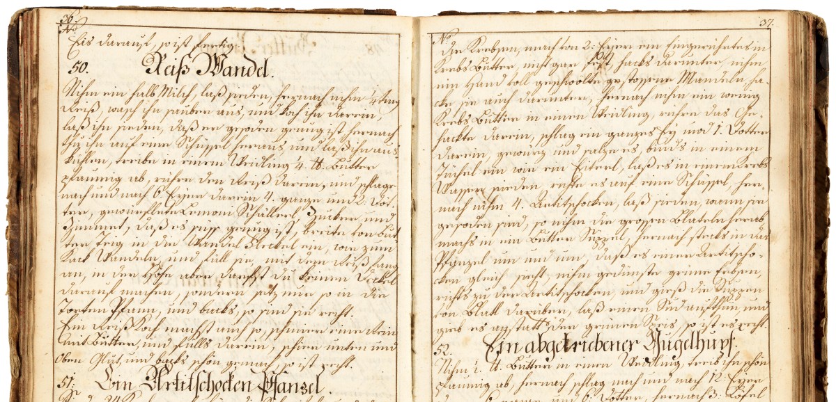: Auszug aus dem barocken Kochbuch, ÖMV/86.240. Foto: Birgit & Peter Kainz, faksimile digital © Volkskundemuseum Wien
