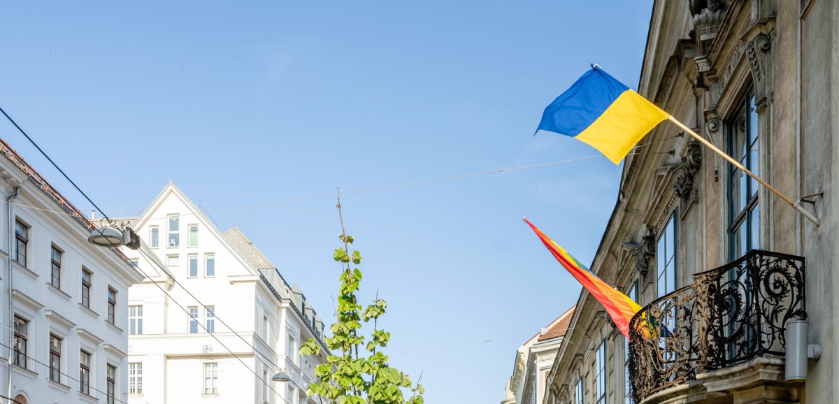 : #standwithukraine. Foto: Kollektiv Fischka / Kramar © Volkskundemuseum Wien